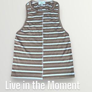 Live in the Moment, Striped Crewneck Tank Top, Sleeveless, Junior’s Medium